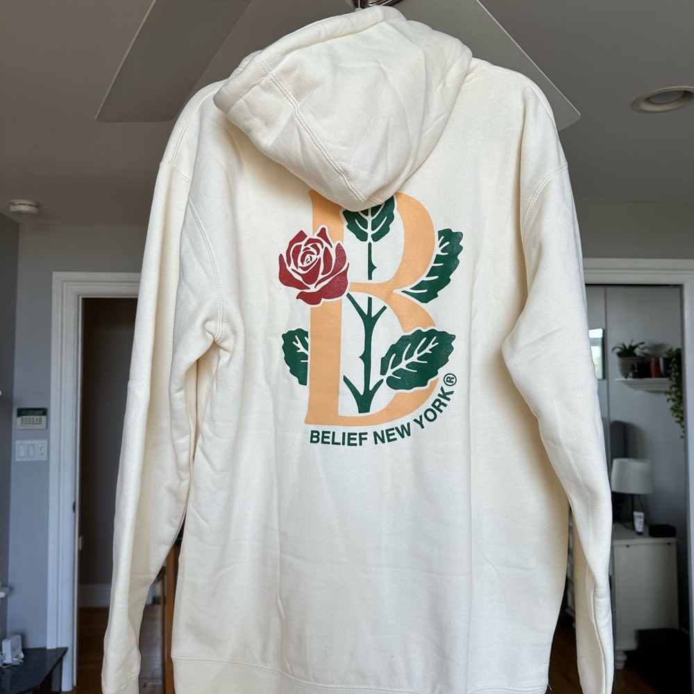 NEW: Belief Rose Ivory Hoodie